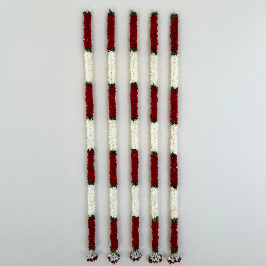 5Ft Red-White Fabric Garland (1Pc)