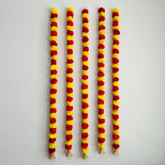 5Ft Red-Yellow Marigold Garland (1Pc)