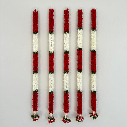 3.5Ft Red-White Fabric Garland (1Pc)