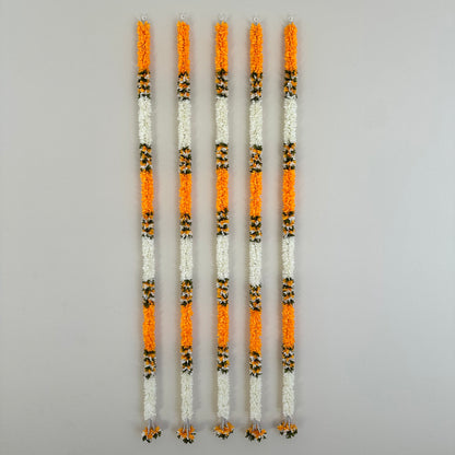 5Ft Orange-White Fabric Garland (1Pc)