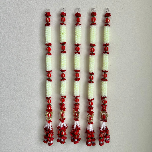 3Ft Red-White Mogra Garland (1Pc)