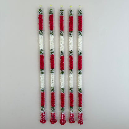 5Ft Red-White Fabric Garland (1Pc)
