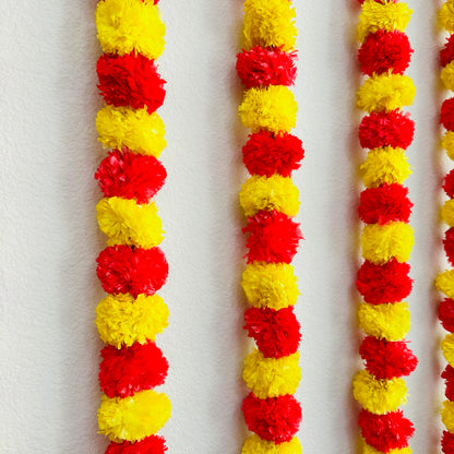 5Ft Red-Yellow Marigold Garland (1Pc)