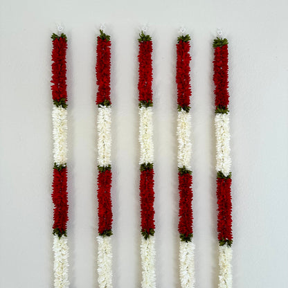 5Ft Red-White Fabric Garland (1Pc)