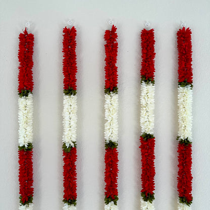 3.5Ft Red-White Fabric Garland (1Pc)