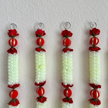 3Ft Red-White Mogra Garland (1Pc)
