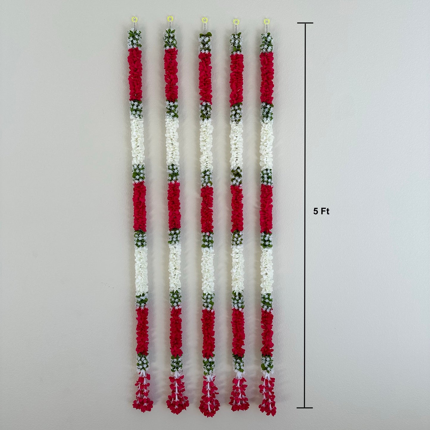 5Ft Red-White Fabric Garland (1Pc)