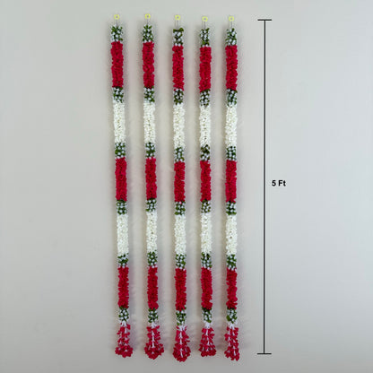 5Ft Red-White Fabric Garland (1Pc)