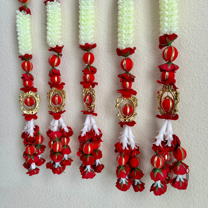 3Ft Red-White Mogra Garland (1Pc)
