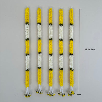 3.5Ft Yellow-White Fabric Garland (1Pc)