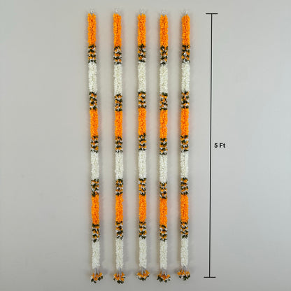 5Ft Orange-White Fabric Garland (1Pc)