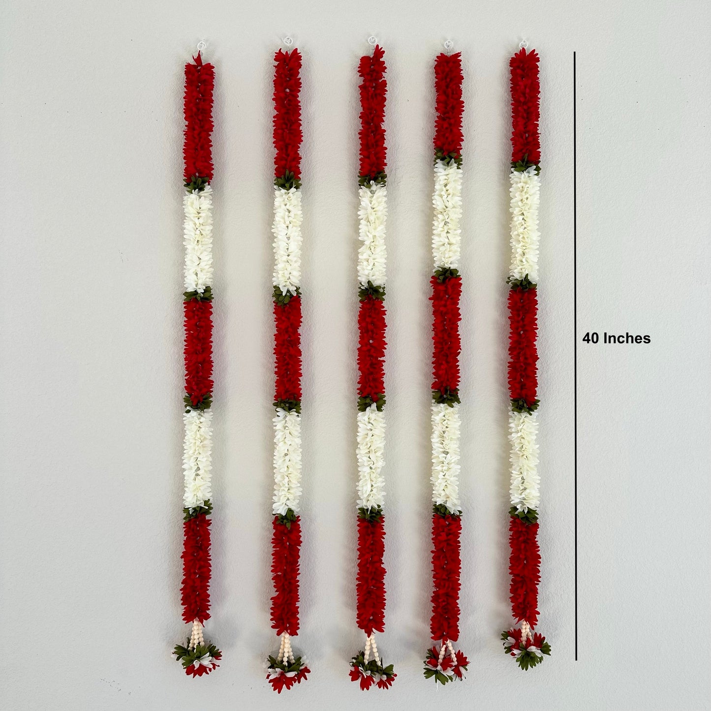 3.5Ft Red-White Fabric Garland (1Pc)