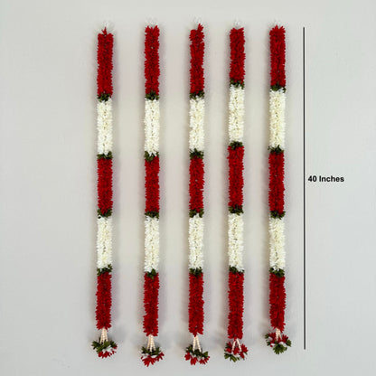 3.5Ft Red-White Fabric Garland (1Pc)
