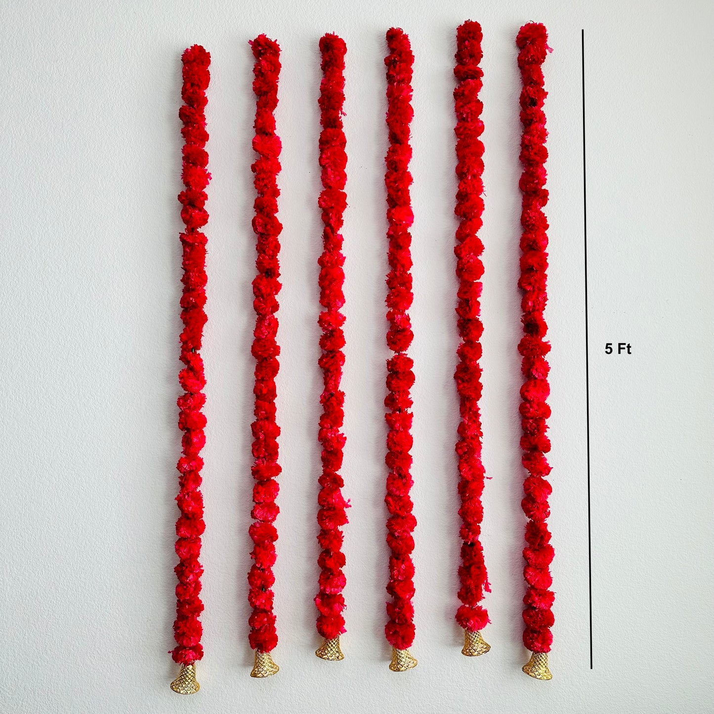 5Ft Red Marigold Garland (1Pc)